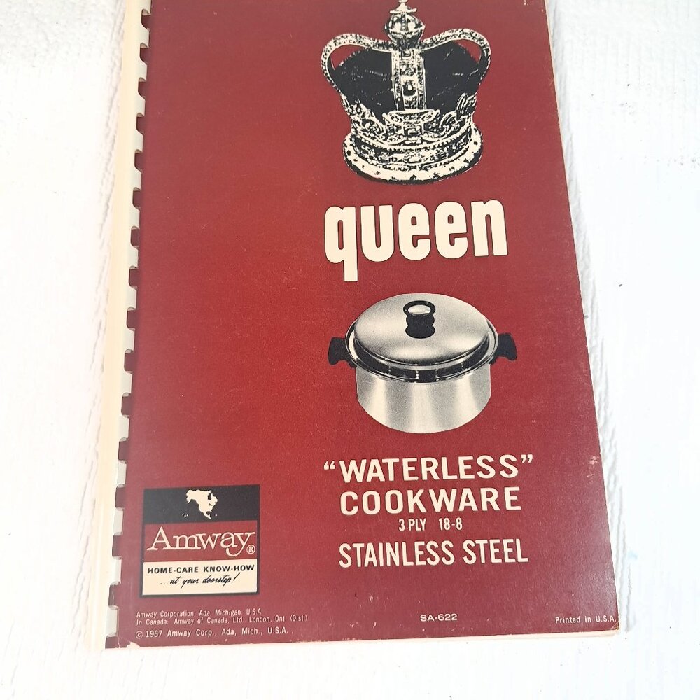 Vintage Amway Queen Waterless cookware stainless steel cook recipe book 1967